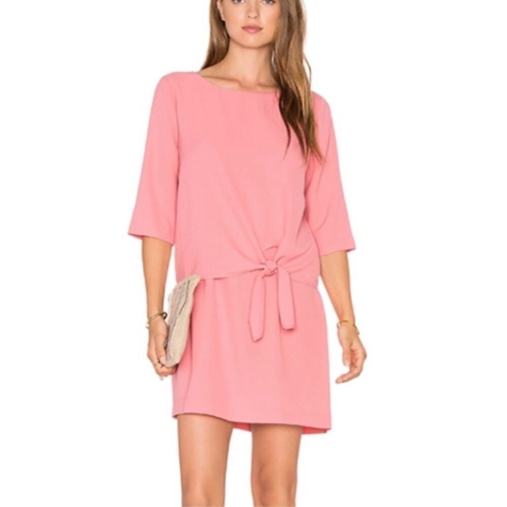 Cupcakes and Cashmere Pink Blush Tenley Overlay Tie Front Dress Medium